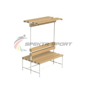 Купить Скамейка с вешалкой и полкой для раздевалок двухсторонняя (разборная) 1200 мм в Вологде 