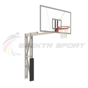 Купить Стойка баскетбольная уличная с защитой, щитом из оргстекла, аморт. кольцом и сеткой, вынос 325 см в Вологде 