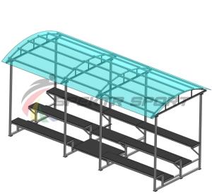 Купить Трибуна для зрителей 3 ряда на 26 мест с навесом (лавки - фанера) в Вологде 